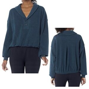 PrAna Cozy Up Michie Top Sweater Dark Sky Heather Relaxed Fit Boxy Womens XL